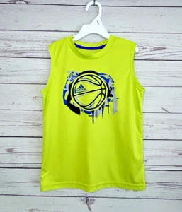 Adidas Shirt Boys Size 6/M Tank Top Green Logo Basketball Youth Kids - Picture 1 of 7
