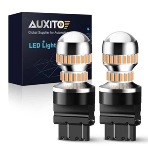 2x AUXITO Yellow Amber 3157 3156 LED Turn Signal Parking Light Corner Bulbs EON - Picture 1 of 12