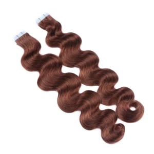 #33 Rotbraun Tape In / On GEWELLT Hair Extensions Remy Echthaar Haarverlängerung - Bild 1 von 8