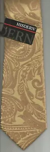 Beautiful Hisdern Silk Tie Gold Paisley necktie 58 x3.5" BRAND NEW FREE SHIPPING - Picture 1 of 1