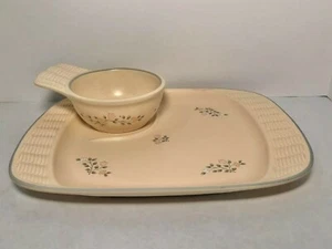 Pfaltzgraff Remembrance Snack Set Basket Weave Tray & Cup - Picture 1 of 10