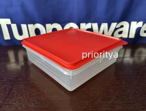 Tupperware Prep Essentials Snack Stor Keeper contenedor cuadrado corte en frío rojo nuevo - Imagen 1 de 3