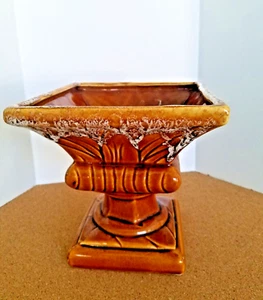 RRP Co  PLANTER 6.25 x 6.5"Roseville Ohio Pottery DRIP Glaze Ceramic brown - Picture 1 of 13