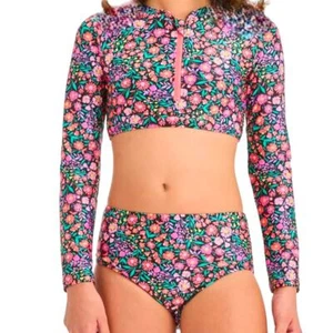 Girls' 'Spring Time' Floral Printed Bikini Set - art class, Black/Pink - Picture 1 of 7