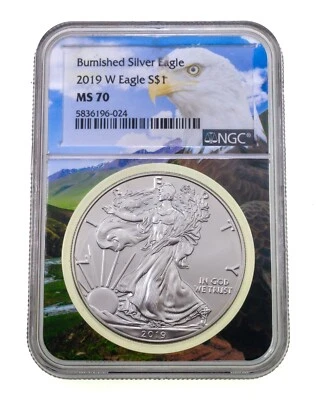 2019-W S $1 Pulido de Plata American Eagle Graduado Por NGC Como MS70 Pic Núcleo - Imagen 1 de 4