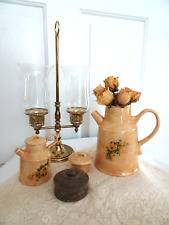 Vtg Teapots/Princess House Heritage Candleholder/Doily/Marble Box/Dried Roses