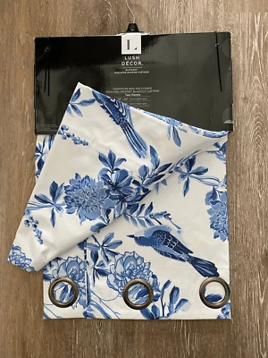 Juego de 2 paneles de ojal cortina apagón floral y pájaro de granja decoración exuberante Foto 1 de 4