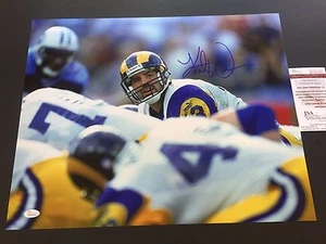 Foto firmada automática 16x20 de campeones del Super Bowl de Kurt Warner Rams certificado de autenticidad JSA Witness - Imagen 1 de 2