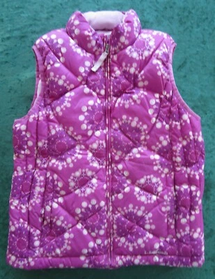 L.L. BEAN GIRLS PURPLE PRINT DOWN PUFFER VEST SIZE M10-12 - Image 1 of 4