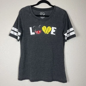 Disney Youth Kid's Jerry Leigh Mickey "Love" T-shirt Size XL (15/17) Dark Gray - Picture 1 of 8