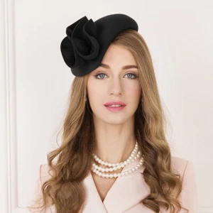 Teardrop Women Wool Felt Fascinator Flower Tam Beret Casque Cocktail Hat A566 - Picture 1 of 56