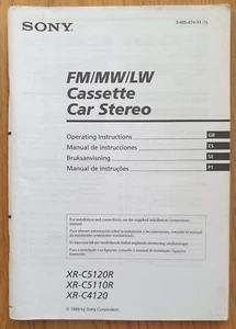 Sony FM/LW/MW Cassette Car Stereo Instruction Book XR-C5120R XR-C5110R XR-C4120 - Picture 1 of 3