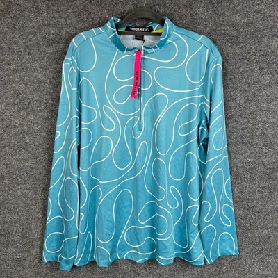 NUEVO Top Pullover Simplicite Jamie Sadock Mujer Azul Blanco Abstracto XL Foto 1 de 4