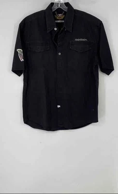 Camisa Harley-Davidson Para Hombres Negra Algodón Manga Corta Americana Abotonada Talla L Foto 1 de 4