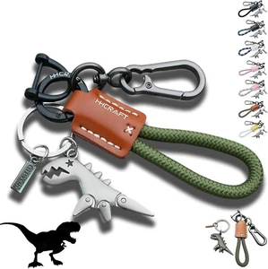 Weseecase Llavero Dinosaurio Dije Emparejado con un Llavero Pulsera Tejido a Mano - Imagen 1 de 22
