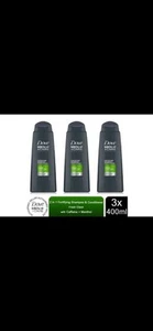 3x 400ml Dove Men+Care Fortifying Shampoo+ Conditioner Fresh Clean With Caffeine - Picture 1 of 5