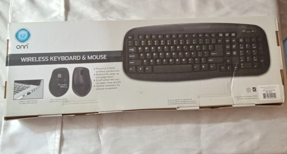 onn Wireless keyboard and mouse ONA11H0087 black, 2.4GHz, soft touch NIB - Image 1 of 4