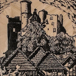 Hanstein Burgruine Historische Ansicht Thüringen signiert Holzschnitt 20 Jhd - Bild 1 von 4