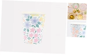 Flower Cups (Pack of 8), Floral Paper Cups, 9oz Disposable Party Cups, Garden - Picture 1 of 4