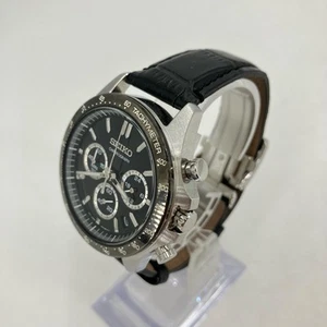 USED SEIKO Spirit Chronograph 8T63-00D0 Black Unisex Watch #54215 - Picture 1 of 11