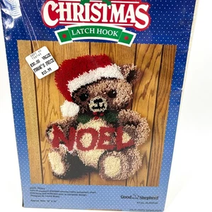 Vintage GOOD SHEPHERD Latch Hook Christmas Kit Noel Teddy Sealed in Box - Picture 1 of 4