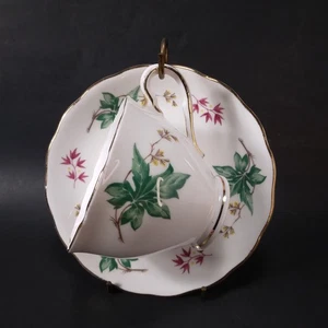 Green Leaf, Pink & Yellow Floral Teacup & Saucer Set, Vtg Crown Essex England - Picture 1 of 10