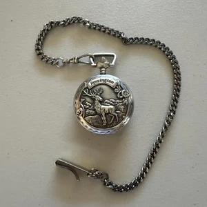 Remington Pocket Watch ELK Design Japan Movment Vintage Needs Battery - Picture 1 of 7