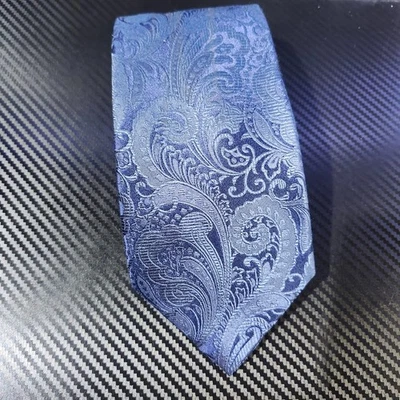 Corbata Sean John azul cachemir estampado 100 % seda Foto 1 de 4