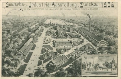 Gewerbe-und Industrie-Ausstellung Zwickau, Postkarte Sachsen, Dr. Trenkler Co. - Bild 1 von 2