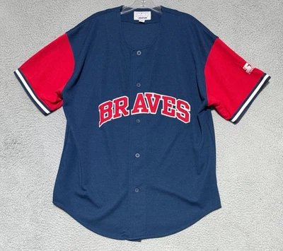 Vintage 90s Atlanta Braves Sewn STARTER Button Jersey Mens Large - Image 1 of 4