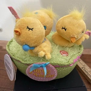 Hallmark HAPPY EASTER TWEETS Singing Chicks in Basket Animated Stuffed Plush - Picture 1 of 8