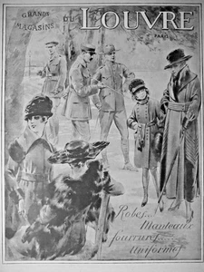 PUBLICITÉ 1917 GRANDS MAGASINS DU LOUVRE ROBES MANTEAUX FOURRURES UNIFORMES - Imagen 1 de 1