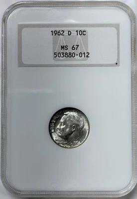 1962 D Roosevelt Dime ~ NGC MS 67 ~ OG Holder  - Image 1 of 2