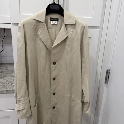 Eskandar  Beige Linen Blend Rain/Trench Coat Jacket Size 0 - Image 1 of 4