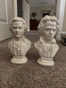 Pair of Vintage Ceramic Arnel's Bust Statue of MOZART & Beethoven - Picture 1 of 5