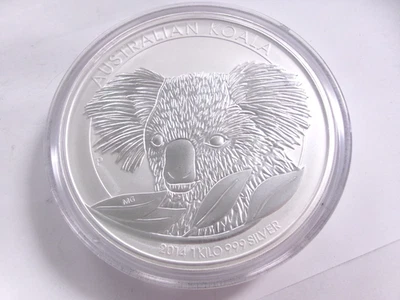 Moneda grande de plata fina 0,999 de 1 kilo Austrailia Koala 2014 $30 Foto 1 de 4