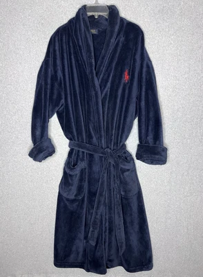 Polo Ralph Lauren Bata Terry Velour Para Hombres OS Azul Felpa Grande Poni Cinturón Envoltura Foto 1 de 4