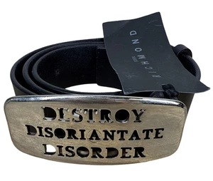 RARE John Richmond DESTROY DISORIANTATE DISORDER Belt & Buckle Black Leather 95 - Bild 1 von 6