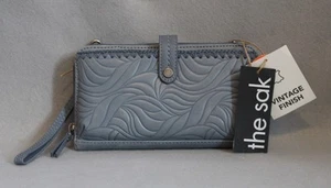 Sak Iris Large Smartphone Crossbody Wallet Maritime Wave Blue Leather NWT NEW - Picture 1 of 13