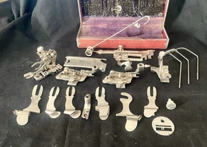 Antique NEW HOME Sewing Machine Attachments & Original Box See Photos! - Picture 1 of 13