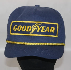 ๐ Goodyear โ#1 In Racingโ Hat โ Vintage Style Rope Snapback โ Navy & Yellow - Picture 1 of 10