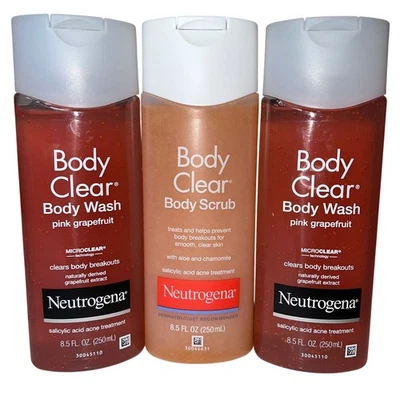 3 件露得清沐浴露 8.5 盎司粉色葡萄柚 + 芦荟洋甘菊痤疮治疗 — 第 1/2 张图片