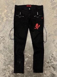 Tripp NYC Vintage Y2K Chain Strap Zip Industrial Black Jeans Pants Goth 34x30.5 - Picture 1 of 10