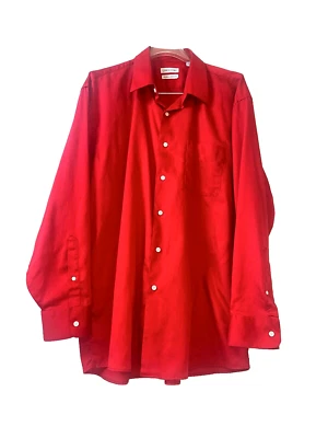 Linea Uomo Men's Button Up Long Sleeve Red Wrinkle Resistent Shirt Size 18 36/37 - Image 1 of 4