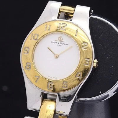 Reloj de cuarzo Baume Mercier Linea 5151 esfera blanca enchapado en oro de 18k 26 mm para dama Foto 1 de 4