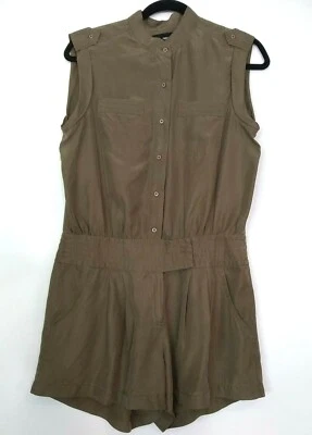 Mameluco Forever 21 Junior para mujer marrón 100 % seda sin mangas bolsillos talla pequeña Foto 1 de 4