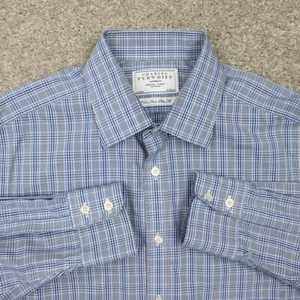 Charles Tyrwhitt Dress Shirt Mens 16, 34 Blue/White Non Iron Slim Fit L/S Cotton - Picture 1 of 12