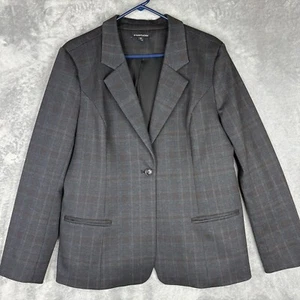 Blazer 41 Aubépine Femme XXL Gris Bleu Plaid Un Bouton Arrière Vent Manches Longues - Photo 1/17