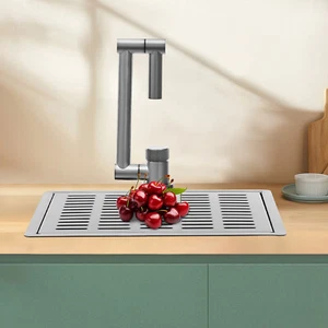 304 Stainless Steel Sink Kitchen Sink with Foldable and Rotatable Faucet Black - Picture 1 of 22