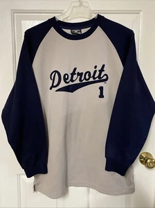 Sudadera De Colección Steve & Barry’s Script DETROIT Cuello Redondo Azul Gris Para Hombres L - Imagen 1 de 8